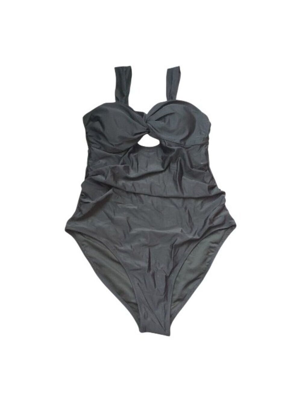 NWT VIMPUNEC Black One Piece Swimsuit Women's XL Adjustable Straps Tie Back
